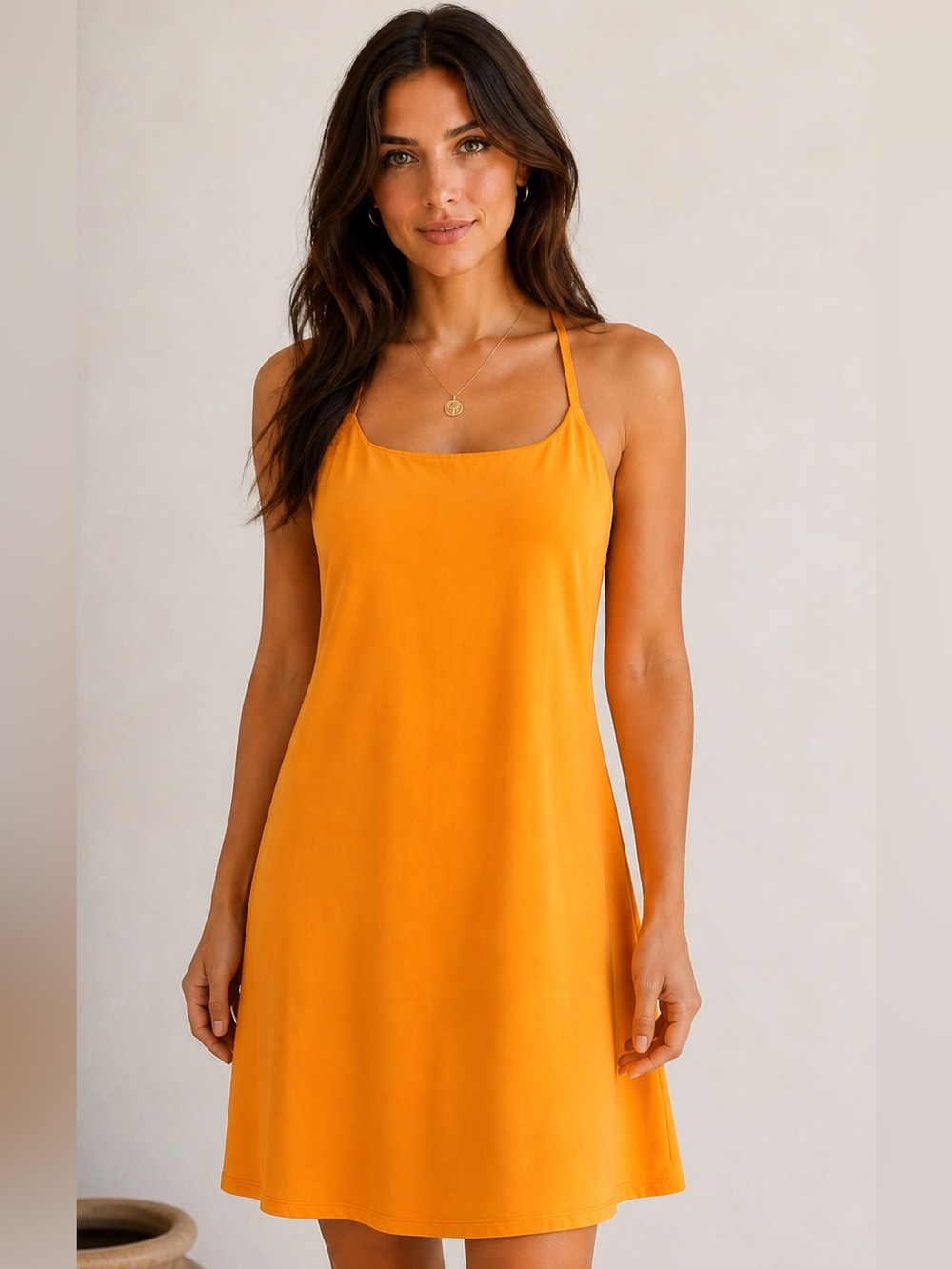 Heathyoga Athletic Yellow/Orange/Gold Tennis Dress Size Medium